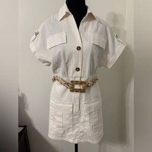 Pastels Brand Cream color Romper as skort (shorts under skirt) *Includes Belt.